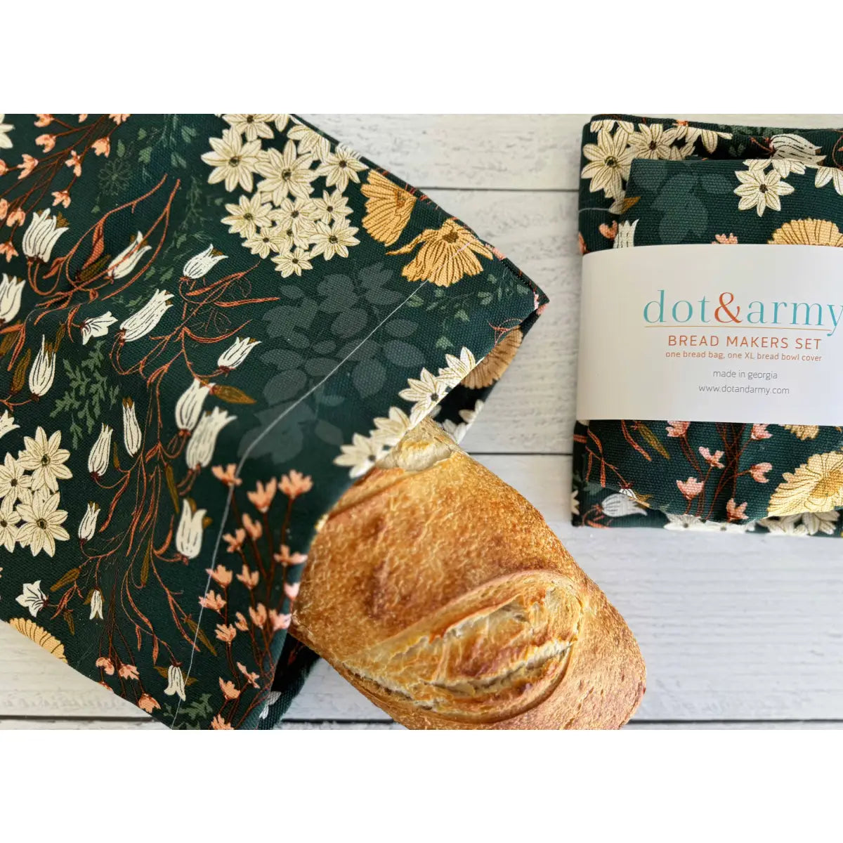Bread Makers Set - Enchanted Garden - Bread Bag and Bowl Cover - Dot and Army