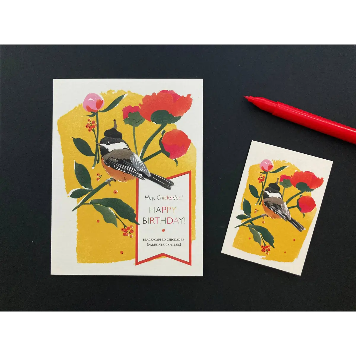 Enclosure Card - Chickadee & Peonies - Driscoll Design