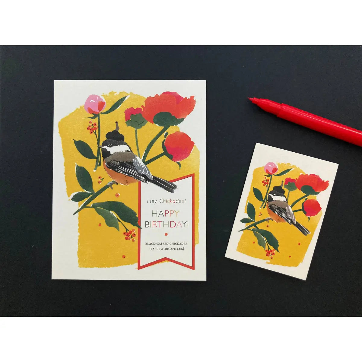 Enclosure Card - Chickadee & Peonies - Driscoll Design