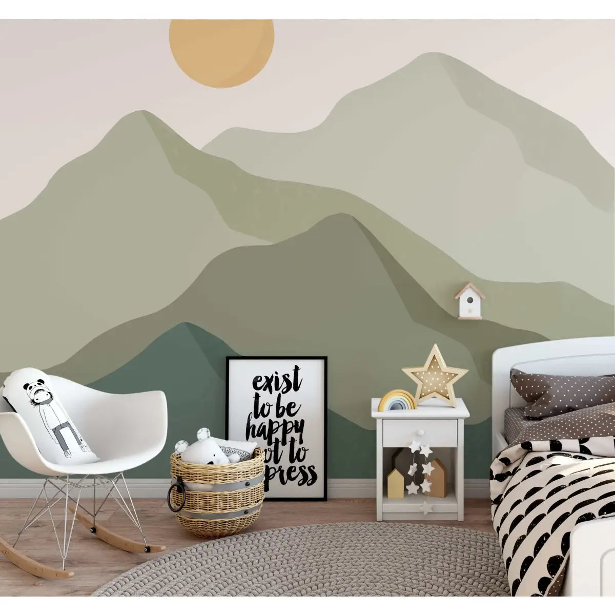 Ender Wallpaper Mural - Mountains and Sun - by Frost Designs - Loomwell Home Goods