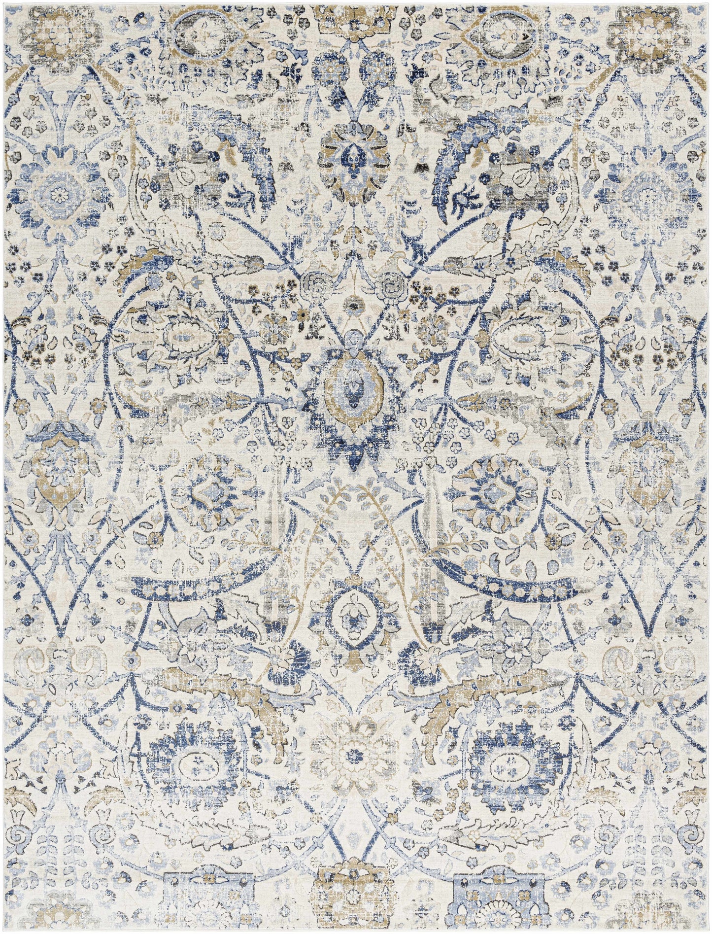 Georgiana Beige & Blue Area Rug - 7’10’’ x 10’2’’ Rectangle - Boutique Rugs