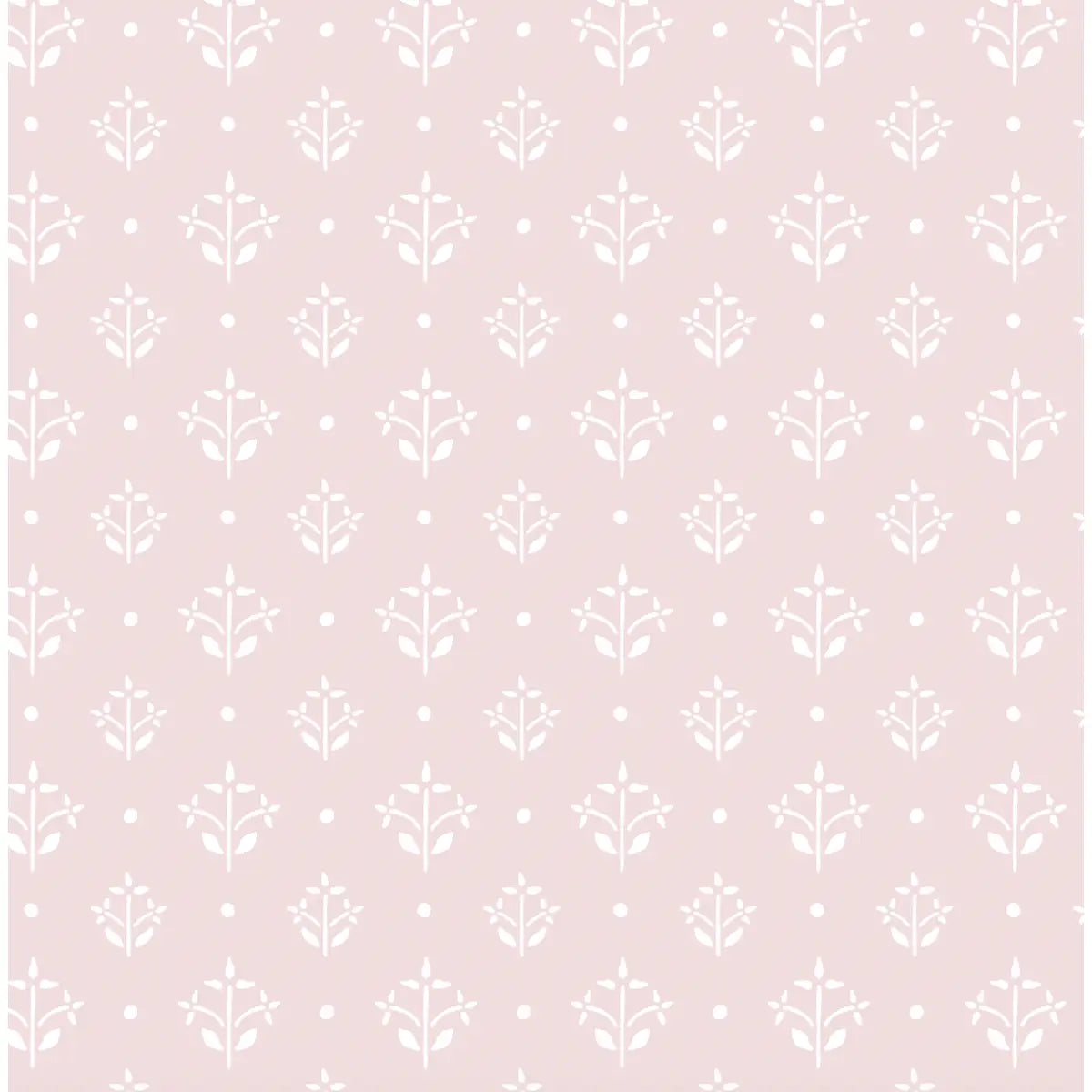 Esme Wallpaper - Pastel Floral Block Print - by Heights Design Studio - Sample 1 foot by 1 foot / Pink - Loomwell Home