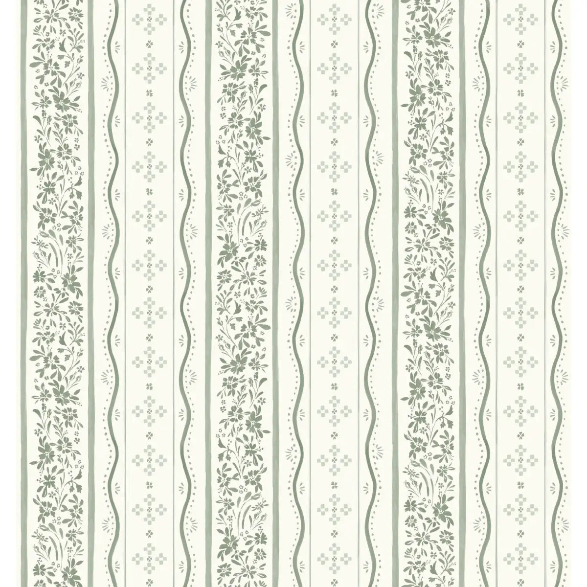 Este Wallpaper - Simple Cottage Stripe - by Hufton Studio - Sample 1 foot by 1 foot / Sage - Loomwell Home Goods