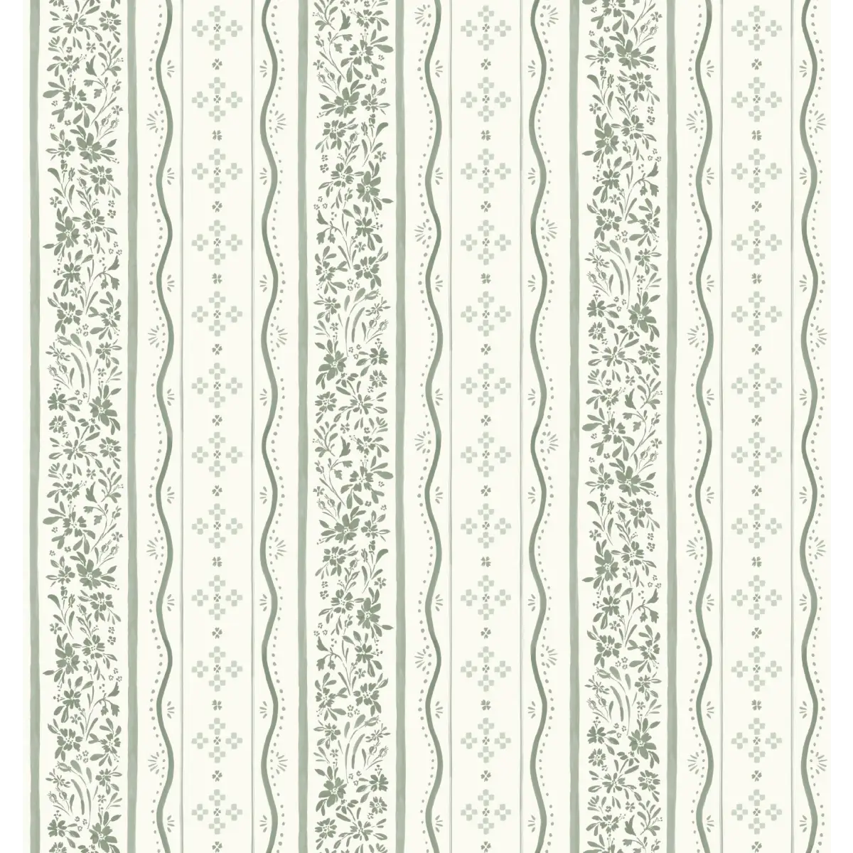 Este Wallpaper - Simple Cottage Stripe - by Hufton Studio - Sample 1 foot by 1 foot / Sage - Loomwell Home Goods
