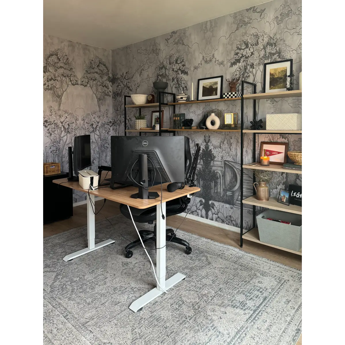Esther Wallpaper Mural - Garden Trees Pencil Drawing - Loomwell Home Goods