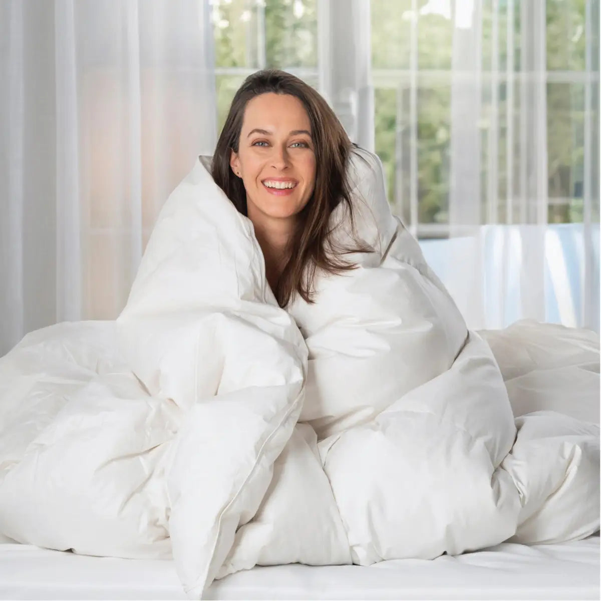 European Goose Down White Comforter - Egyptian Cotton Cover With Corner Tabs- Made in the USA - ComfyDown