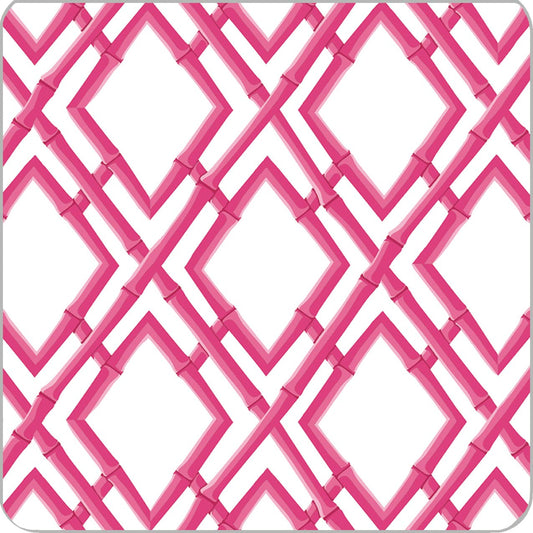 Bamboo Trellis Paper Coasters, Set of 20, Hot Pink