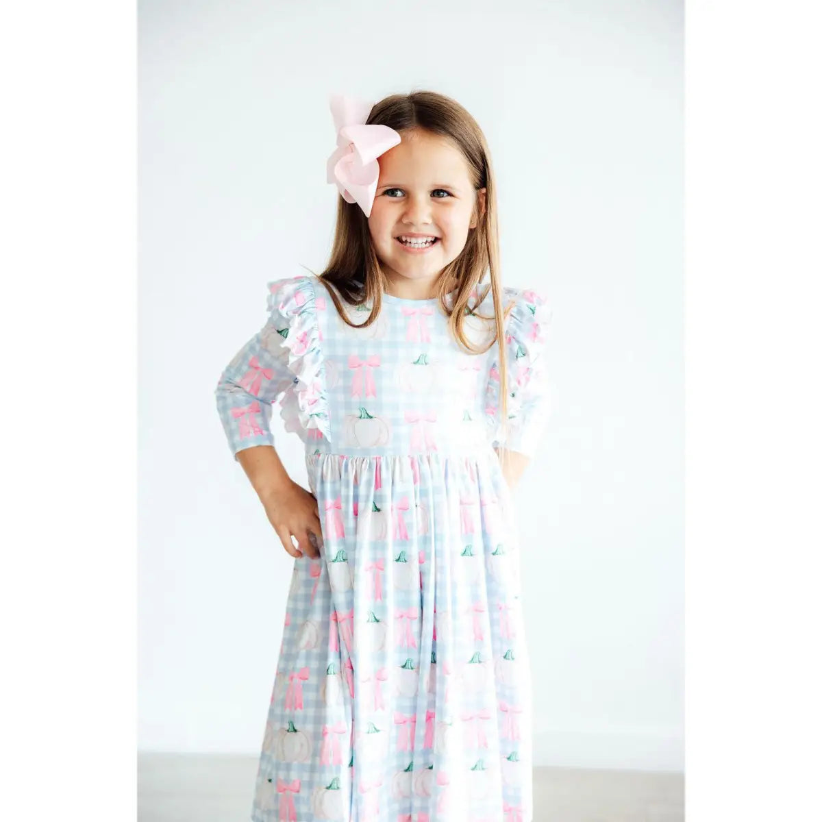 Fall Pastel Pumpkin Picnic Ruffle Twirl Dress - Mila & Rose ®