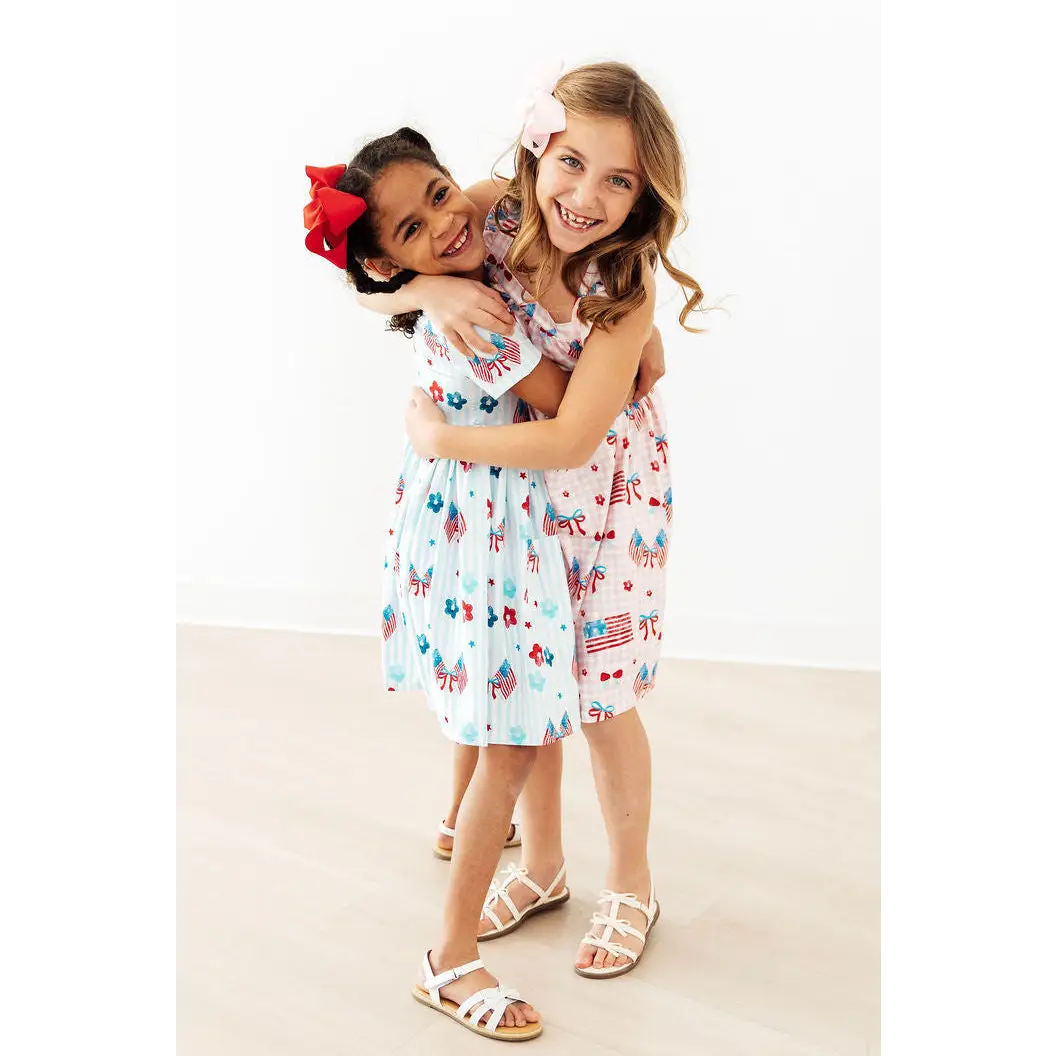Ruffle Cross Back Dress - Fancy Flags - Patriotic July 4th - Mila & Rose ®