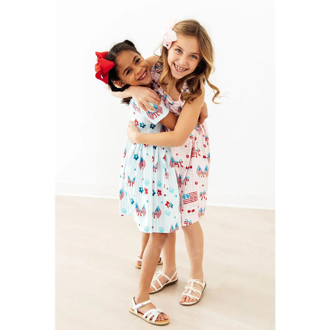 Ruffle Cross Back Dress - Fancy Flags - Patriotic July 4th - Mila & Rose ®