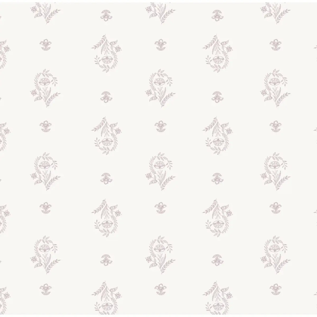 Fern Wallpaper - Delicate Fern and Flower - by Trisha Patel - Sample 1 foot by 1 foot / Lilac - Loomwell Home Goods