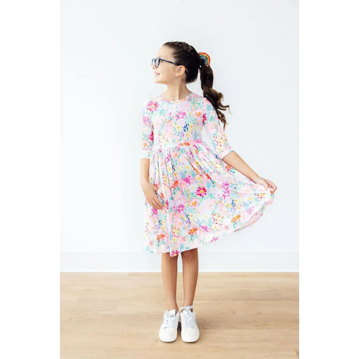 Field of Flowers 3/4 Sleeve Pocket Twirl Dress - Mila & Rose ®