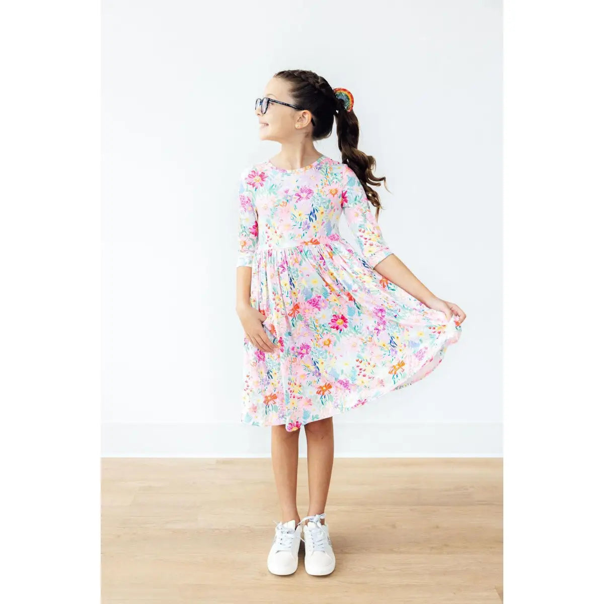 Field of Flowers 3/4 Sleeve Pocket Twirl Dress - Mila & Rose ®