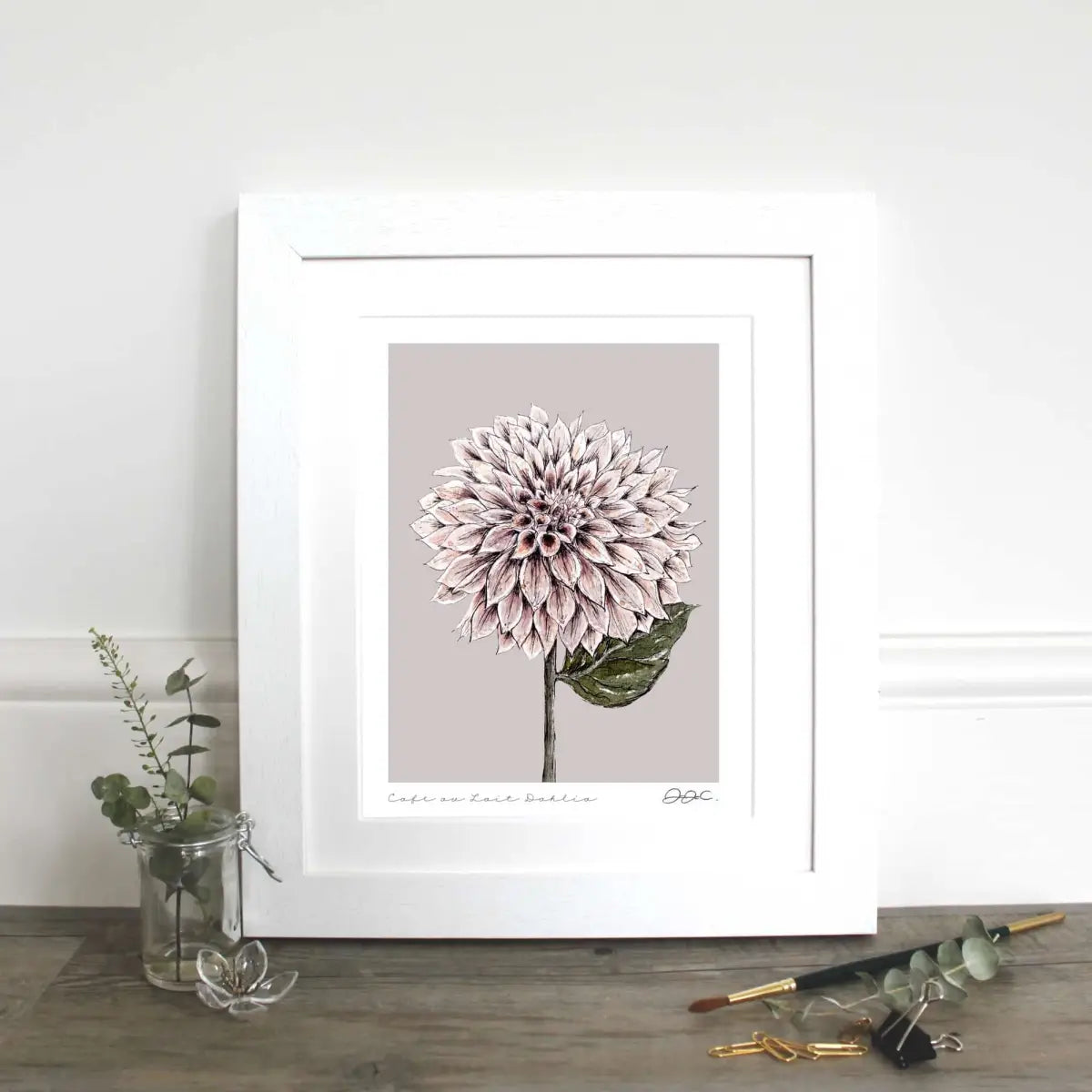 Fine Art Print - Café Au Lait Dahlia - 11X14’’ Mounted - Toasted Crumpet (US Duties Paid)