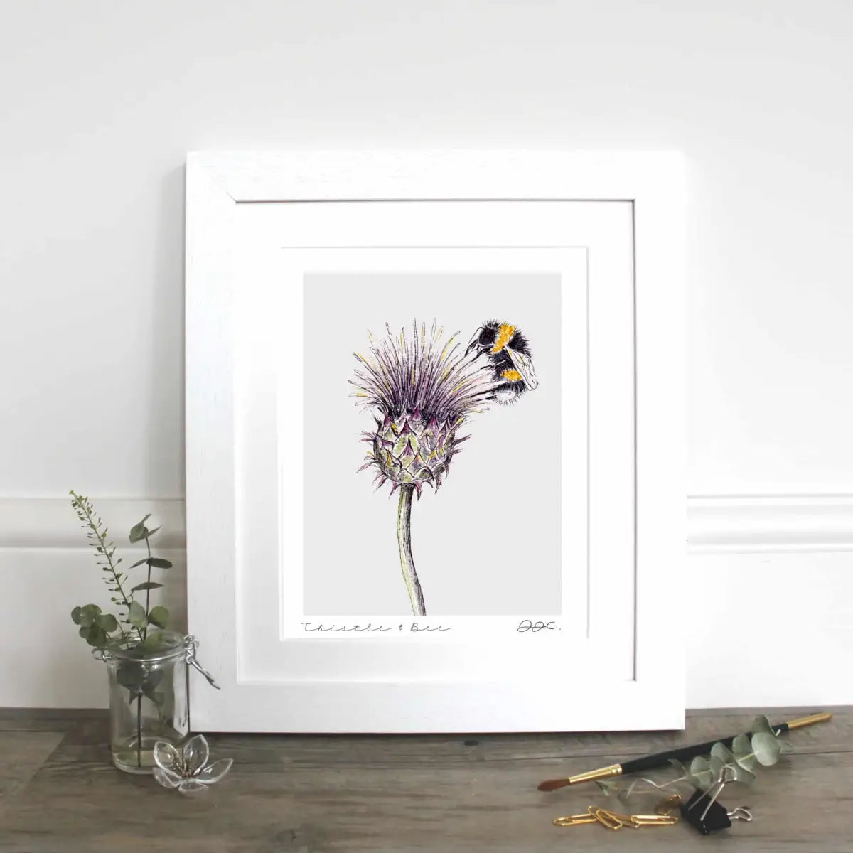 Fine Art Print - Thistle & Bee - 11x14’’ Mounted - Toasted Crumpet (US Duties Paid)