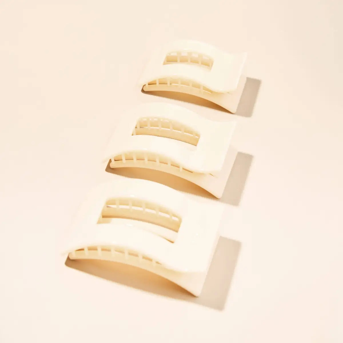 Flat Rectangle Hair Clip - Almond Beige - Medium - TELETIES
