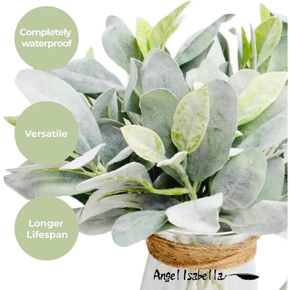 Flocked Lamb’s Ear 14’’ Stem - Angel Isabella