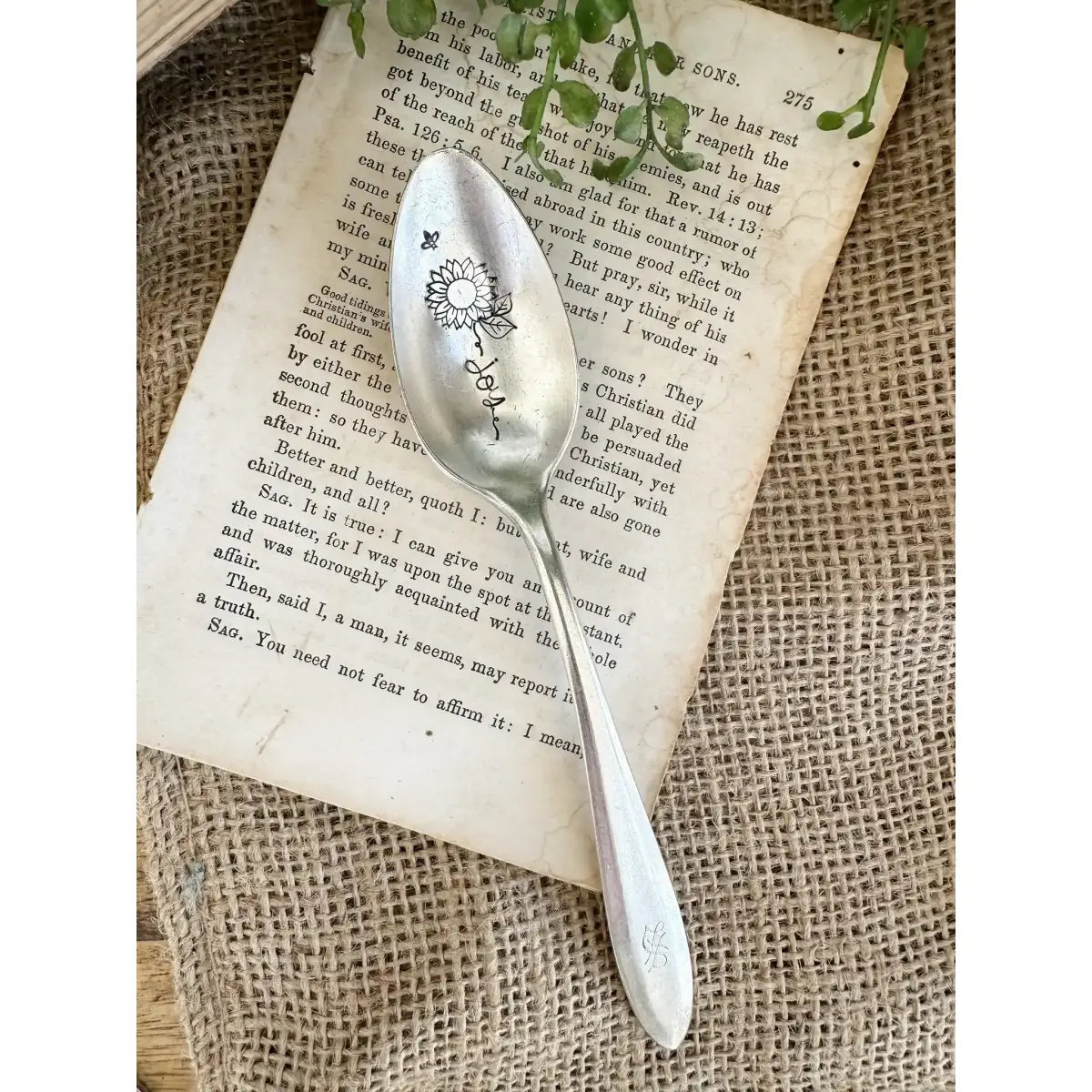 Floral Stem Inspiration - Vintage Stamped Spoon - The Sassy Barn