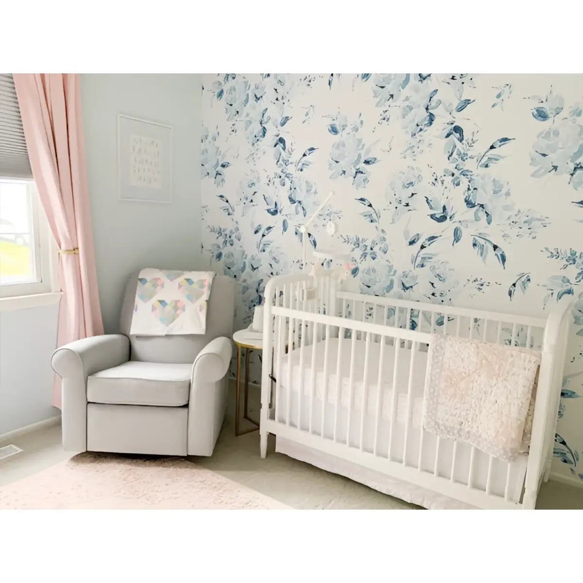 Florence Wallpaper - Baby Blue Roses - Loomwell Home Goods
