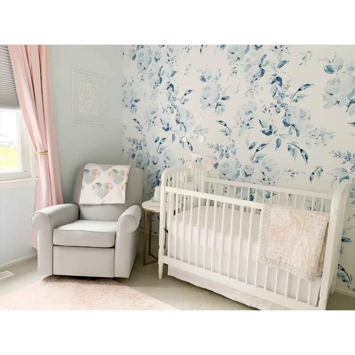 Florence Wallpaper - Baby Blue Roses - Loomwell Home Goods