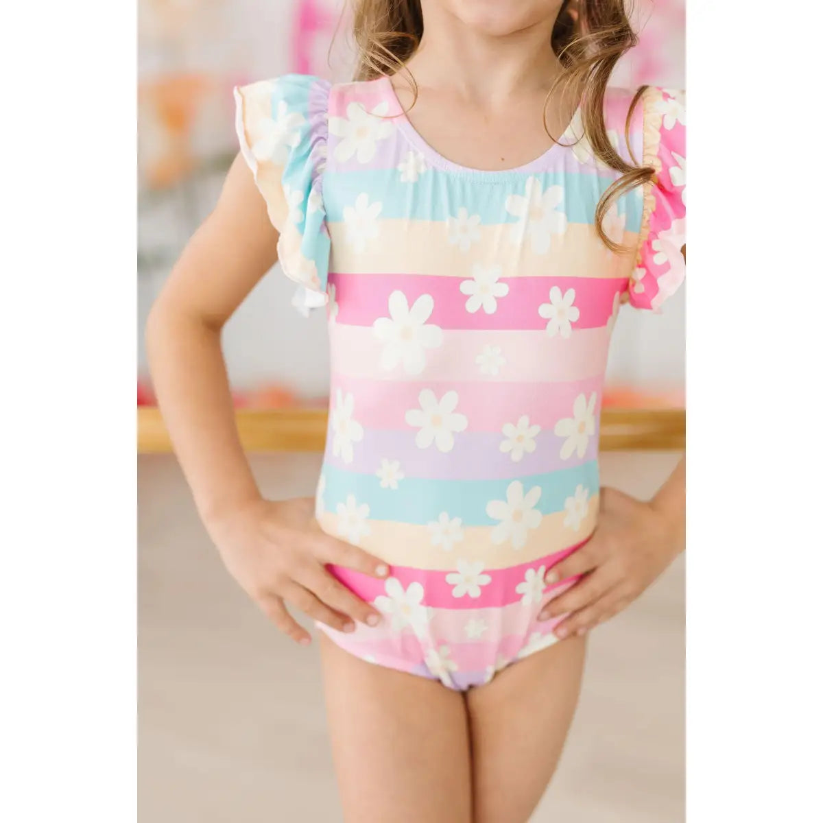 Flutter Sleeve Leotard - Daisy Dreams - Rainbow Floral - Mila & Rose ®