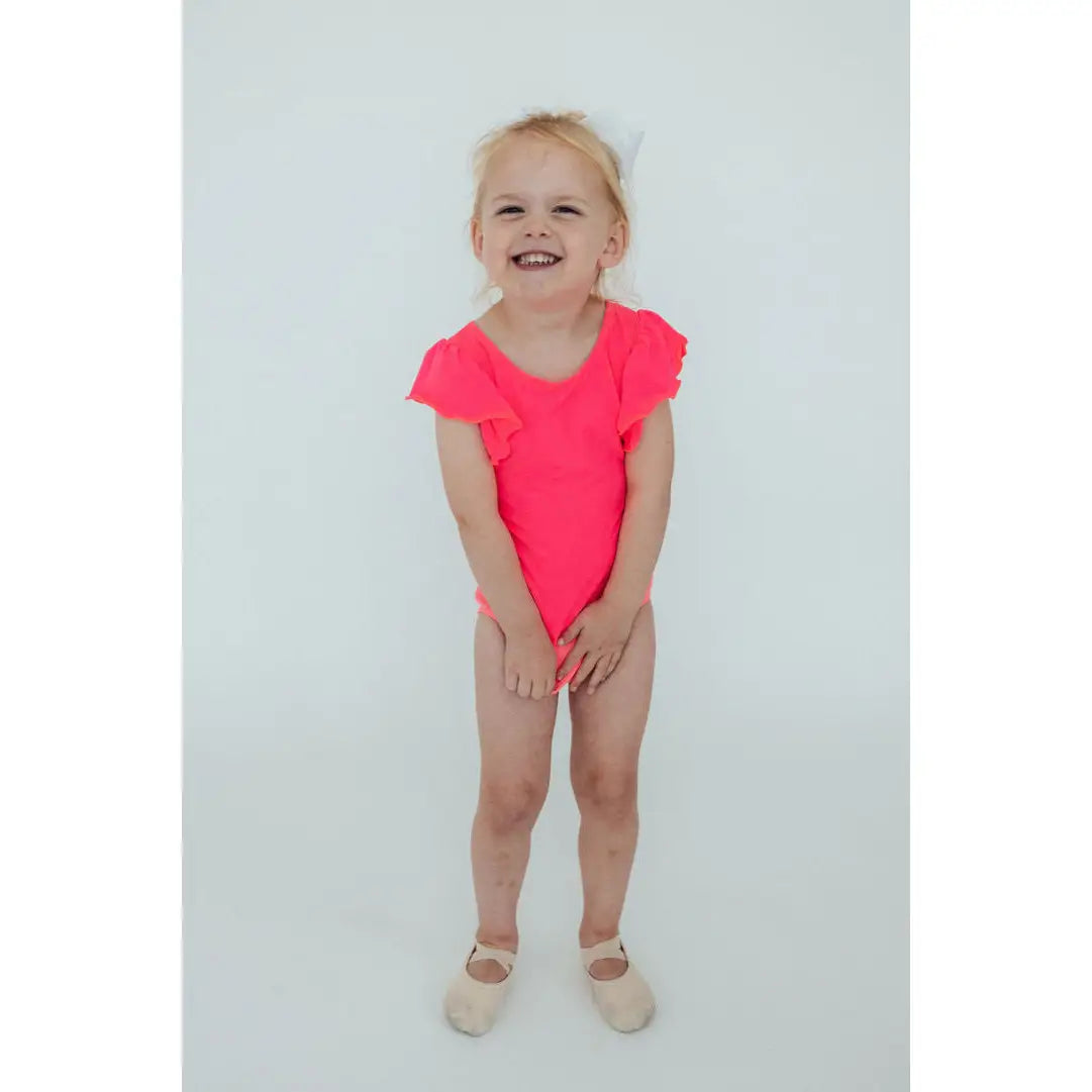 Flutter Sleeve Leotard - Neon Pink - Mila & Rose ®