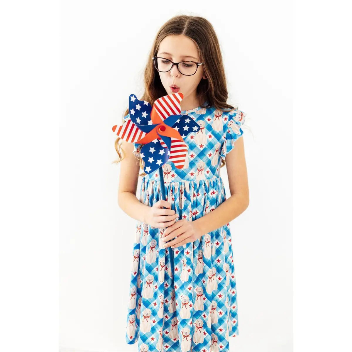 Flutter Sleeve Twirl Dress - Star Spangled Pups - Patriotic Dogs - Mila & Rose ®