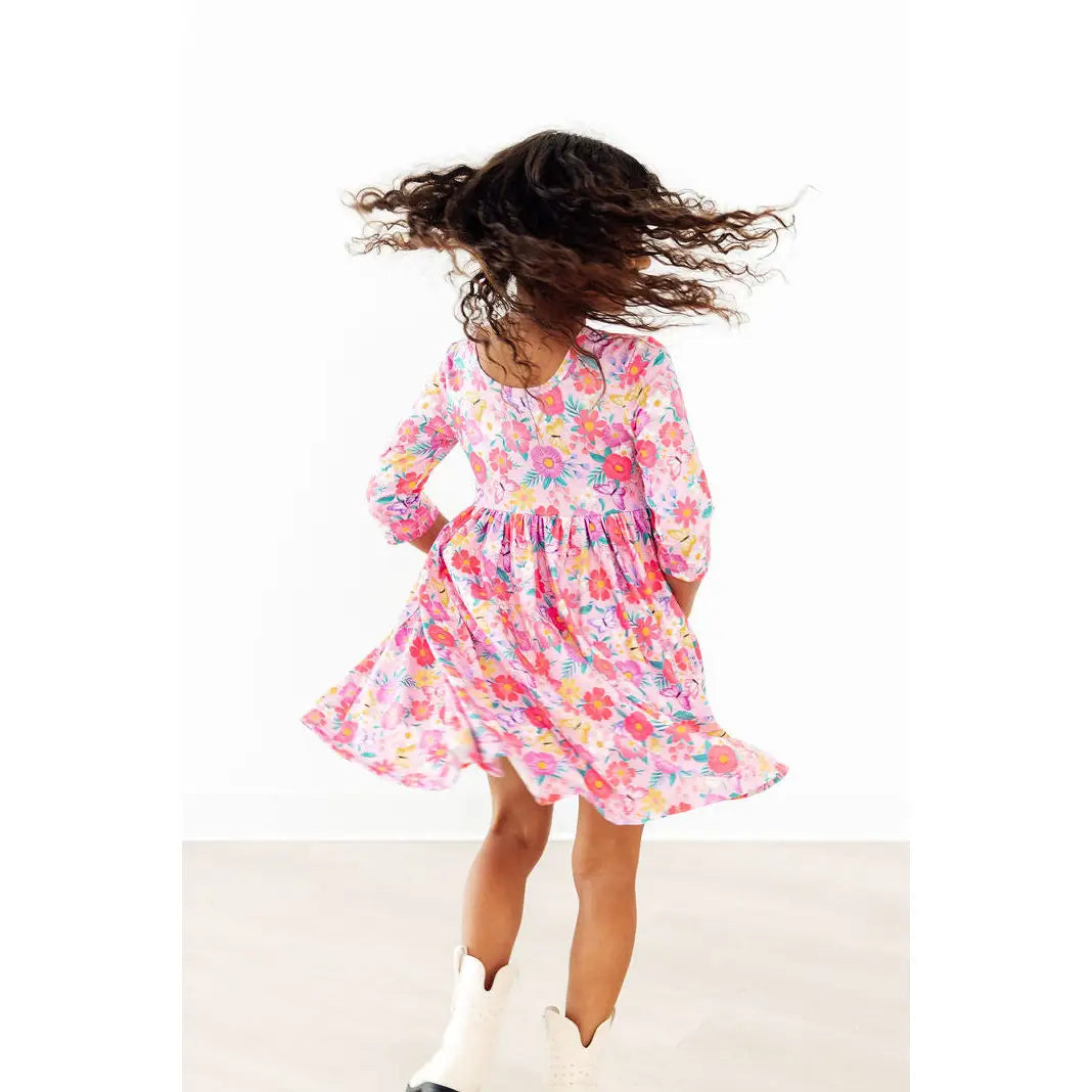 Fluttering Garden 3/4 Sleeve Pocket Twirl Dress - Mila & Rose ®