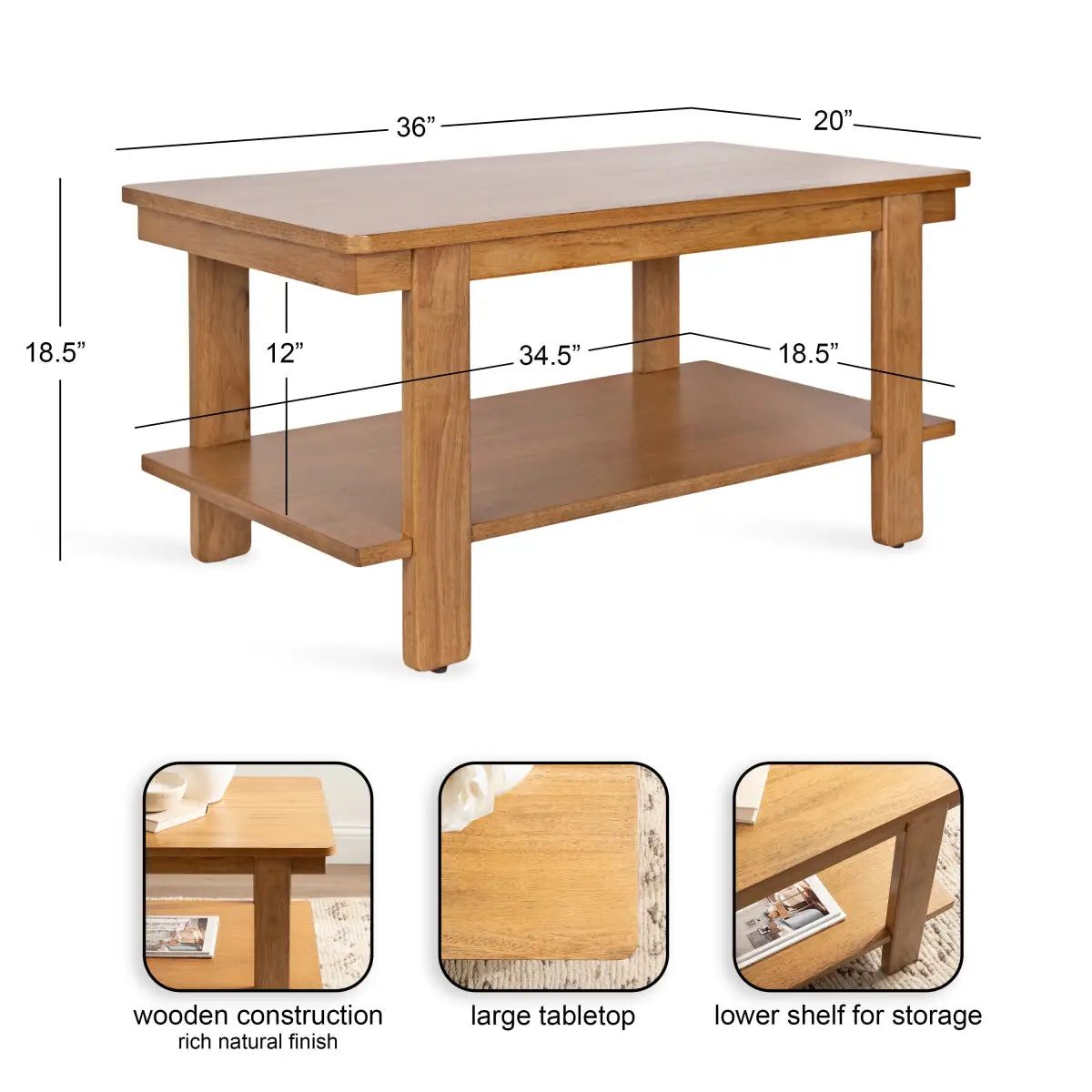 Foxford Wood Coffee Table - Rectangle - kateandlaurel