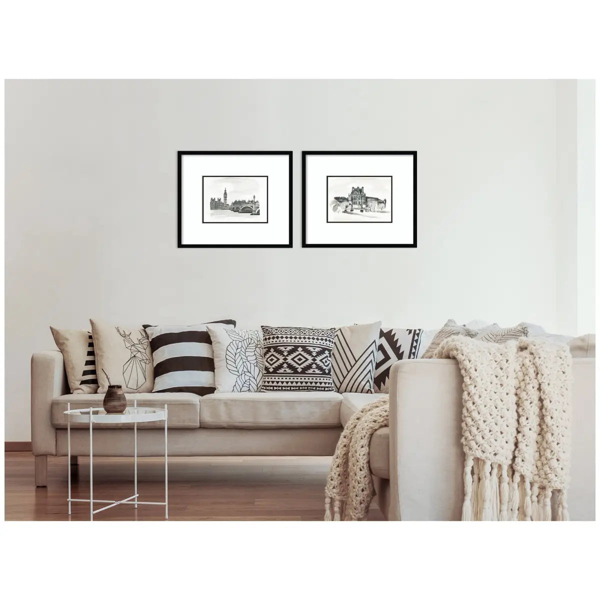 Framed Wall Art Prints - Vintage Postcard London & Paris 2 Piece - kateandlaurel