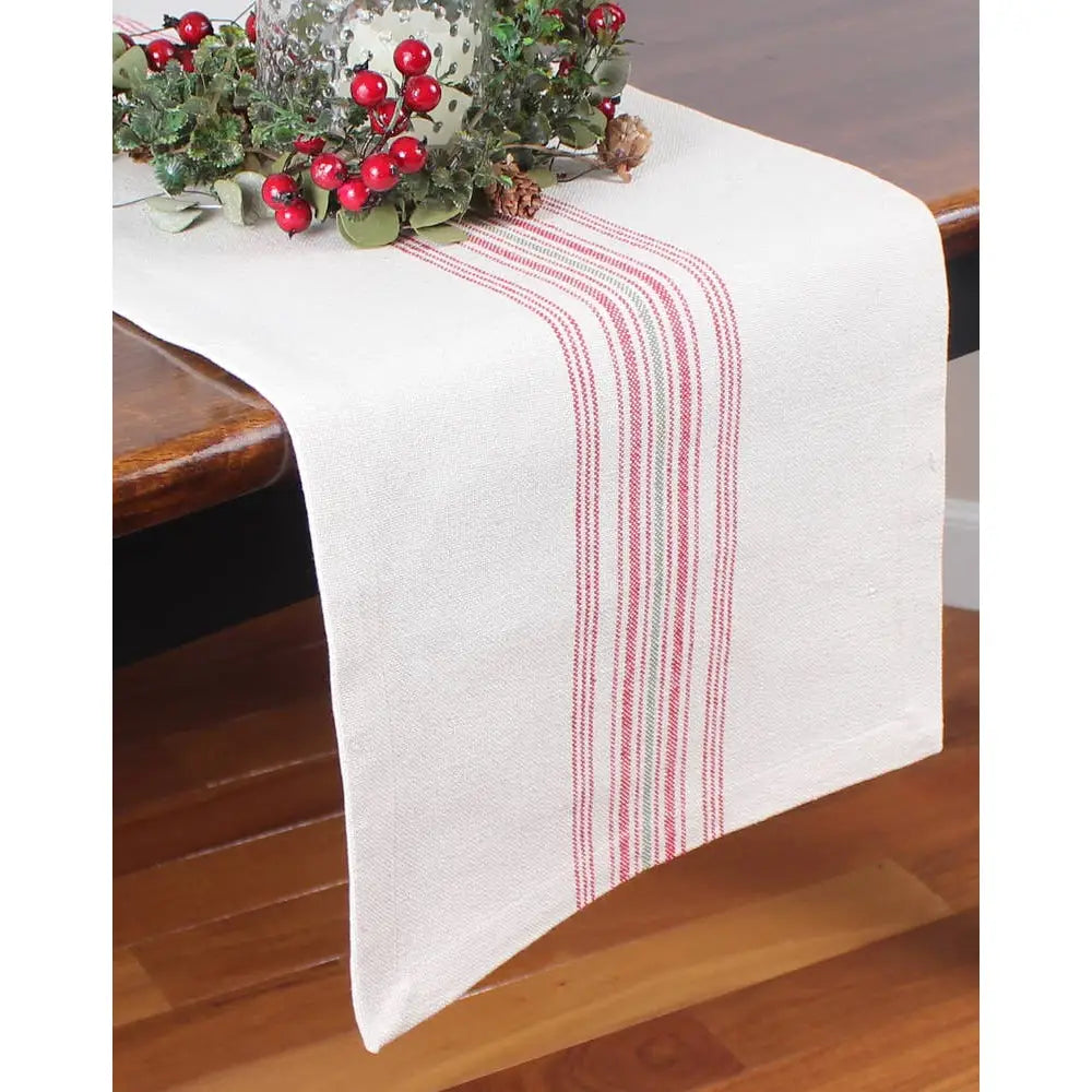 French Stripe Grain Sack Table Runner 45 - Home Collections by Raghu