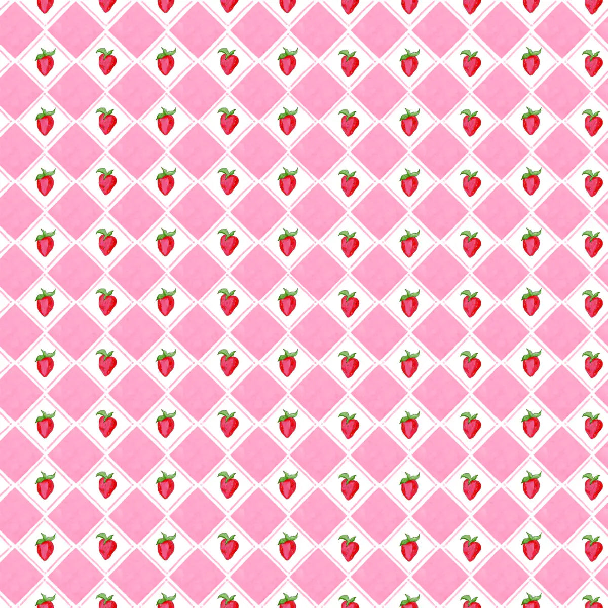 Fresa Wallpaper - Strawberry Checkerboard - by Aubrey Fairchild - Loomwell Home Goods