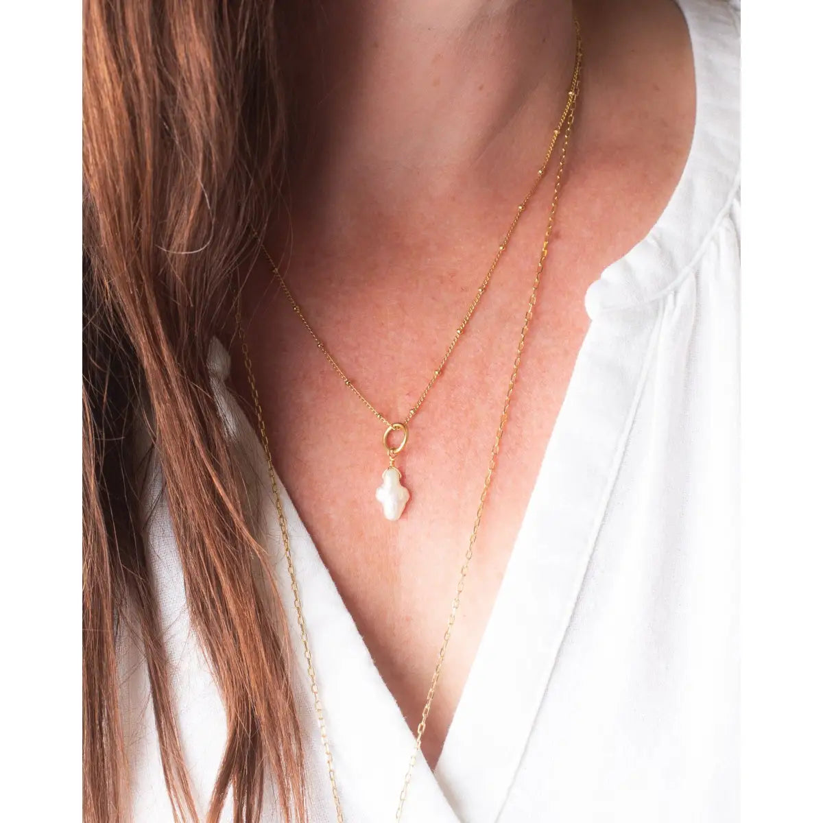 Freshwater Pearl Cross Charm - Bracelet or Necklace - Bel Kai