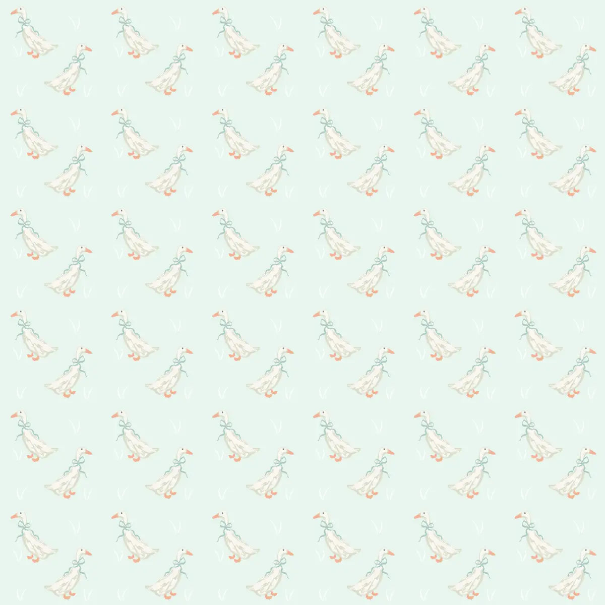 Gable Wallpaper - Ducks for Kids - by Studio Stephie - Sample 1 foot by 1 foot / Seaglass - Loomwell Home Goods