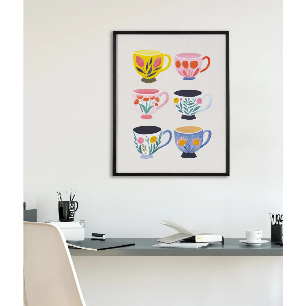 Gallery Botanical Coffee Shop Tea Cups Print - kateandlaurel