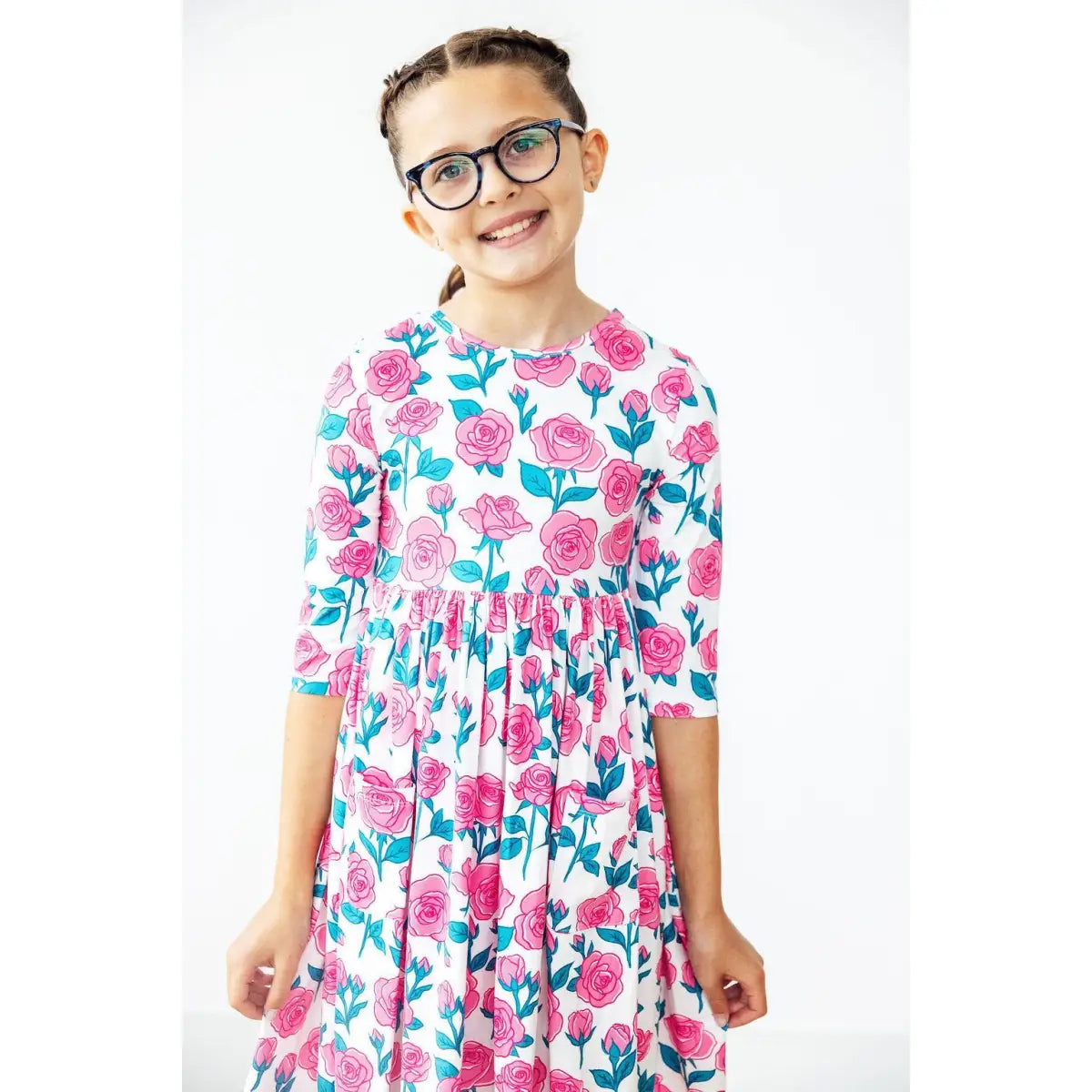Garden Glow 3/4 Sleeve Pocket Twirl Dress - Mila & Rose ®