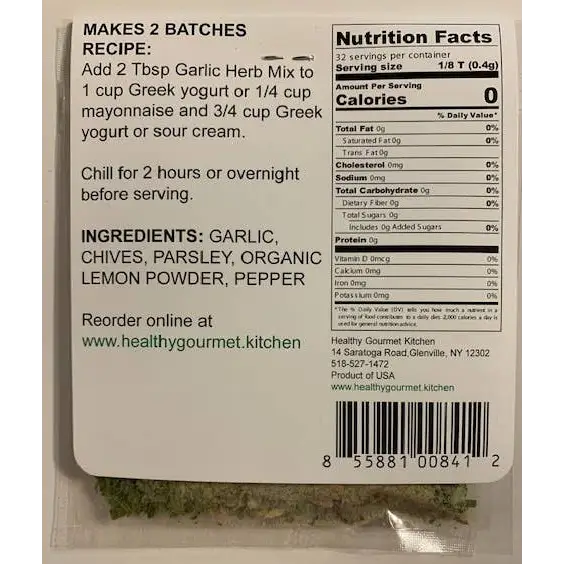 Dip Mix - Garlic Herb - Healthy Gourmet Kitchen