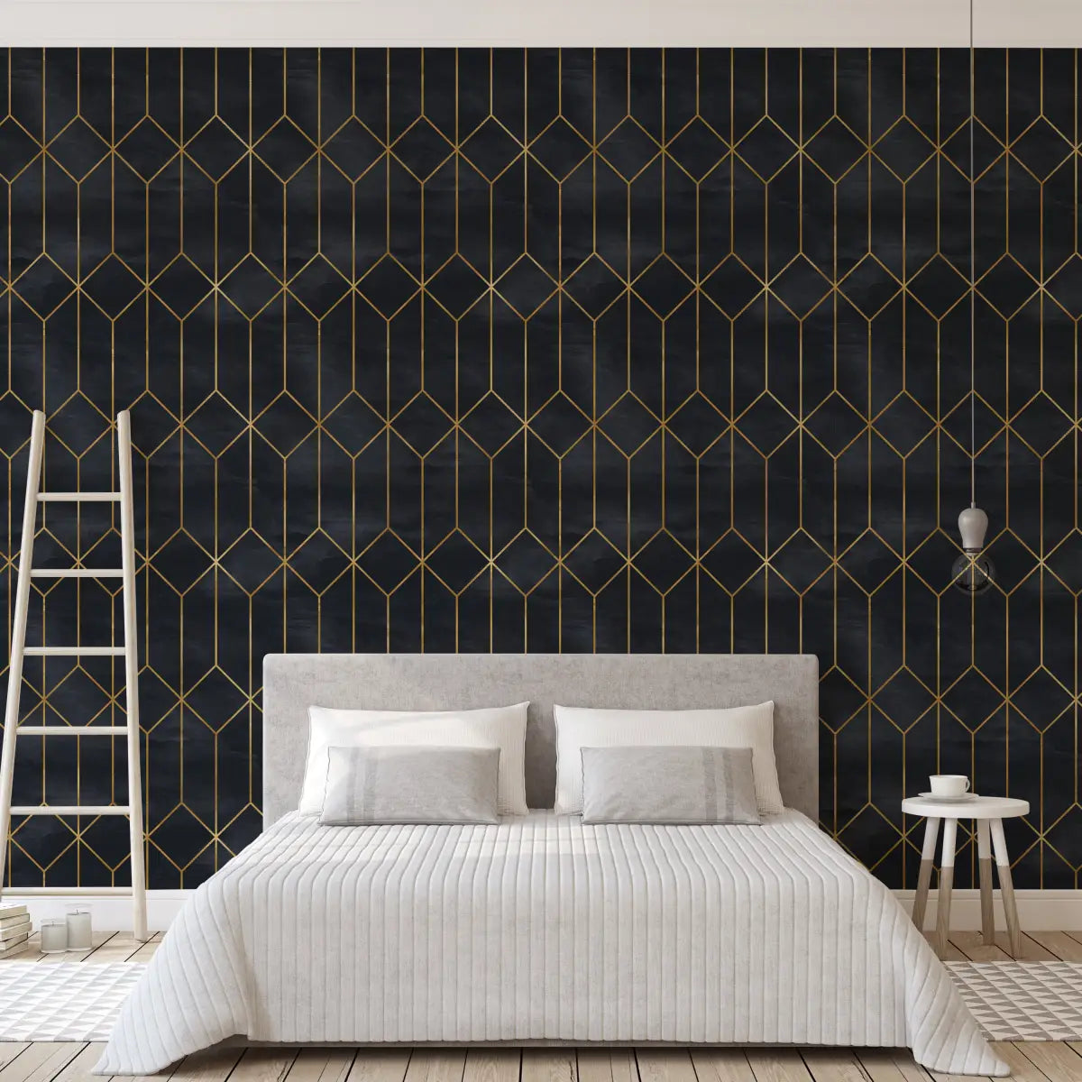 Gatsby Wallpaper - Navy and Gold Geometric Art Deco - Loomwell Home Goods