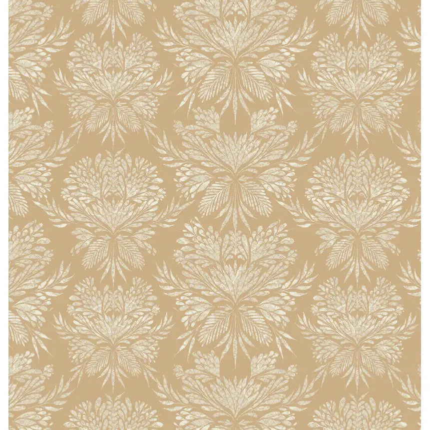 Genevieve Wallpaper - Airy Bouquets - by Bloomery Decor - Sample 1 foot by 1 foot / Mustard - Loomwell Home Goods