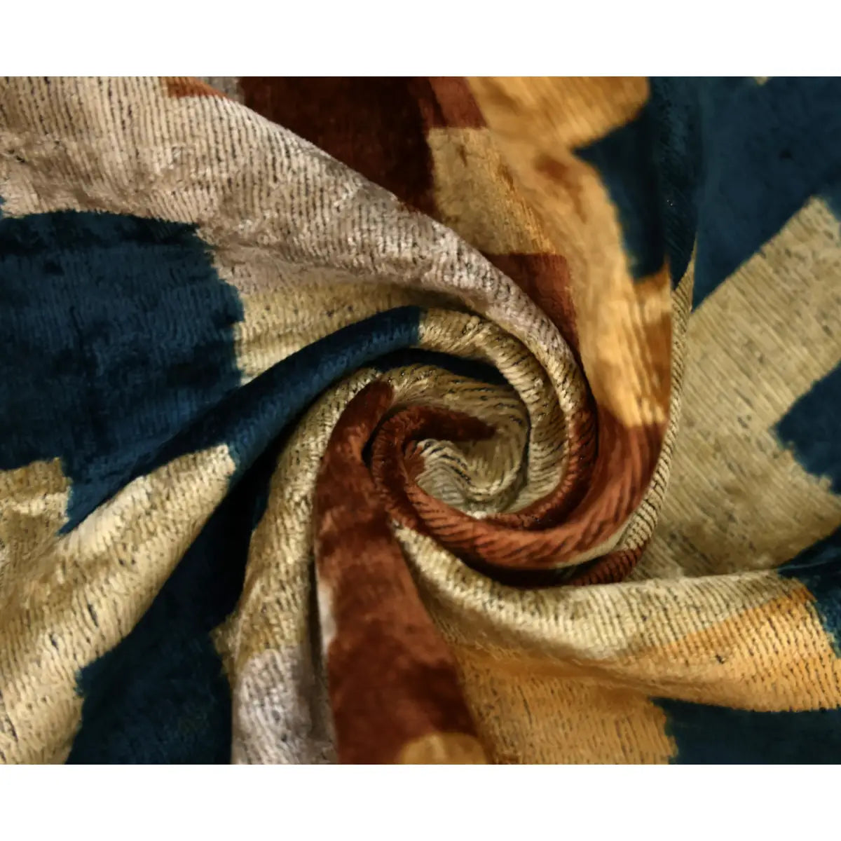 Geometric Rust and Teal Silk Velvet Pillow 16x24 Handmade Luxury Lumbar Cushion - Canvello