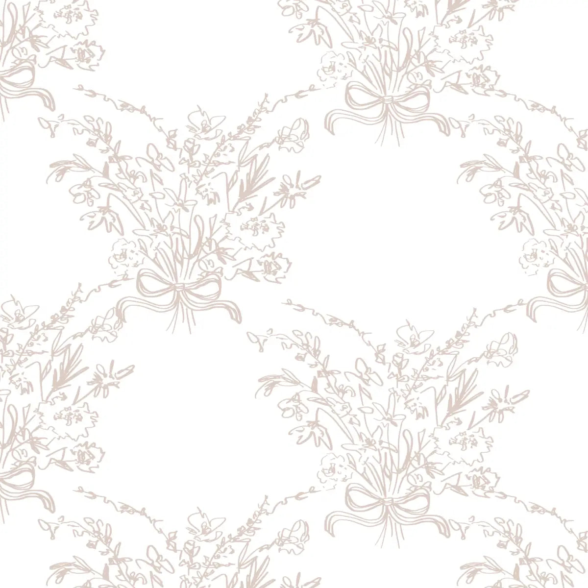 Georgia Wallpaper - Flower Bouquet Line Drawings - by Pepper Design - Sample 1 foot by 1 foot / Pink - Loomwell Home