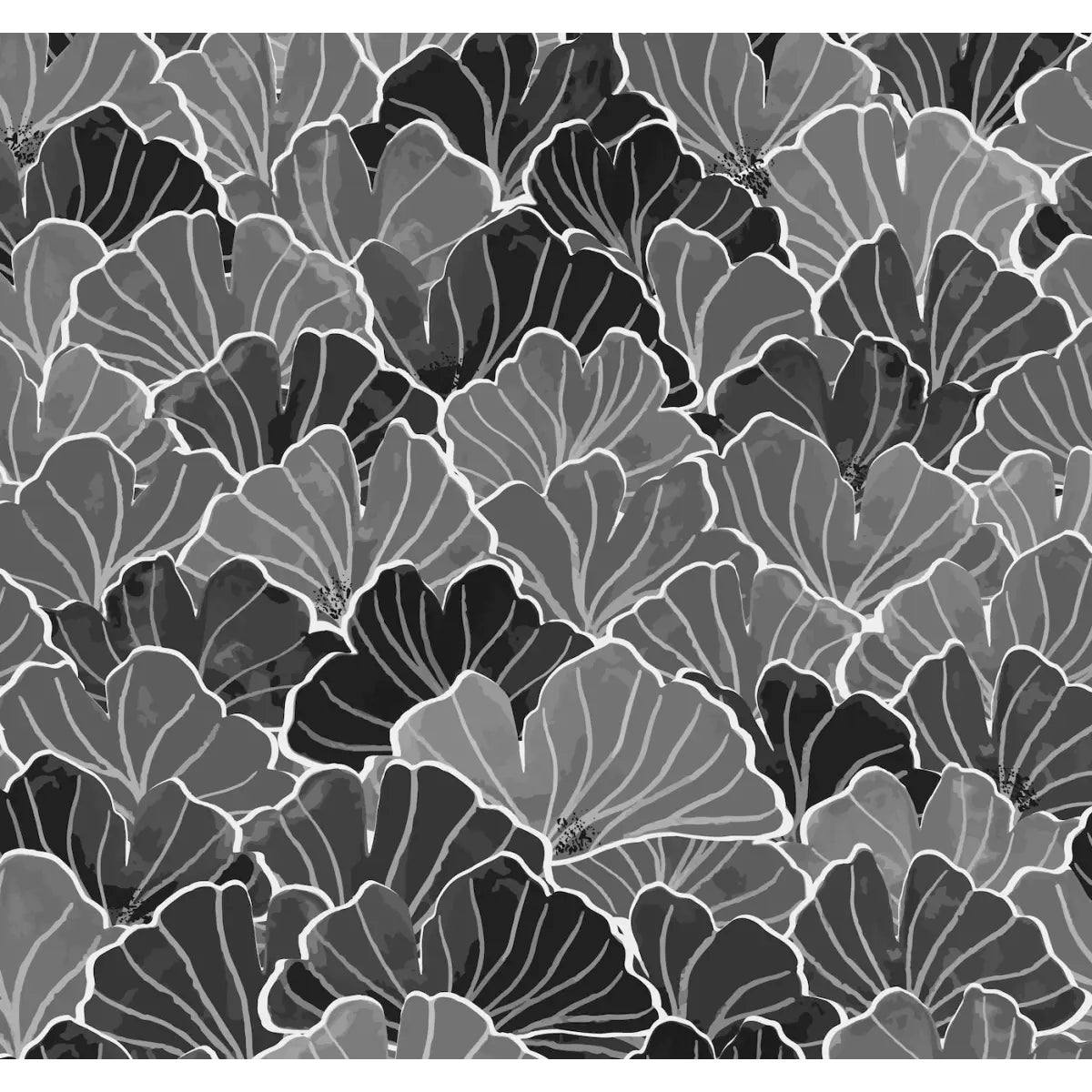 Ginkgo Wallpaper - Modern Line Drawing - by Melissa Johnson - Sample 1 foot by 1 foot / Midnight - Loomwell Home Goods