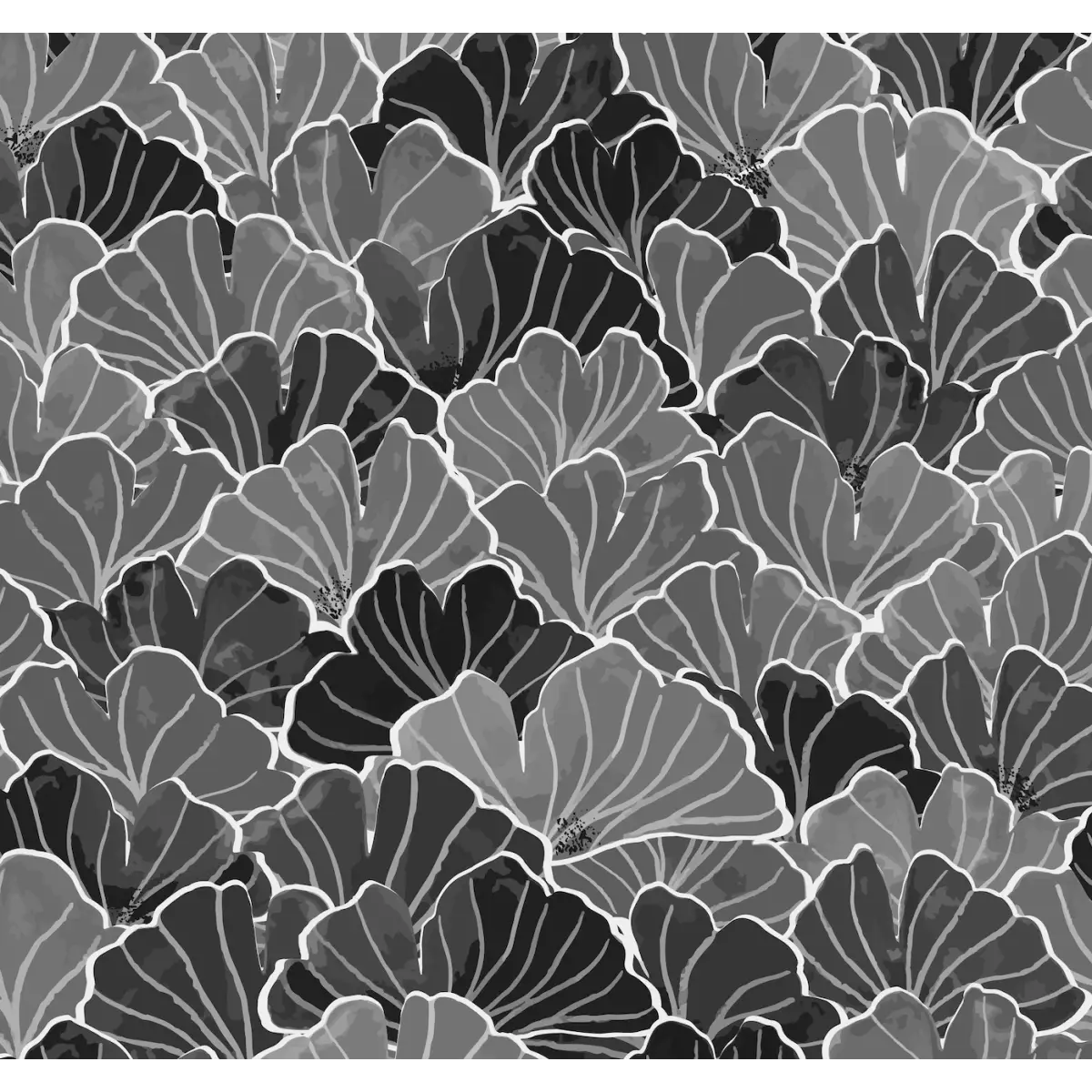 Ginkgo Wallpaper - Modern Line Drawing - by Melissa Johnson - Sample 1 foot by 1 foot / Midnight - Loomwell Home Goods