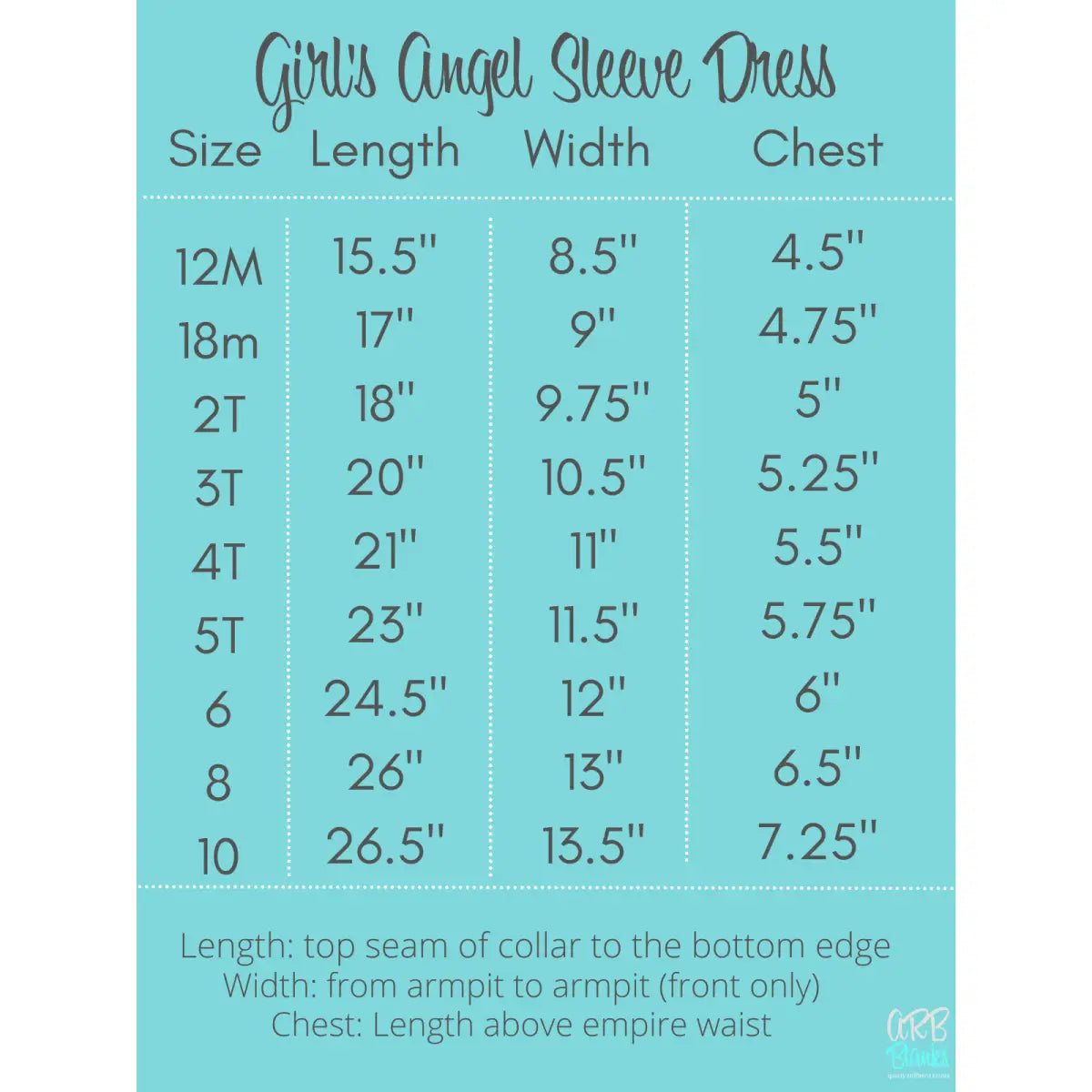 Girl’s Angel Sleeve Empire Waist Dress - ARB Blanks