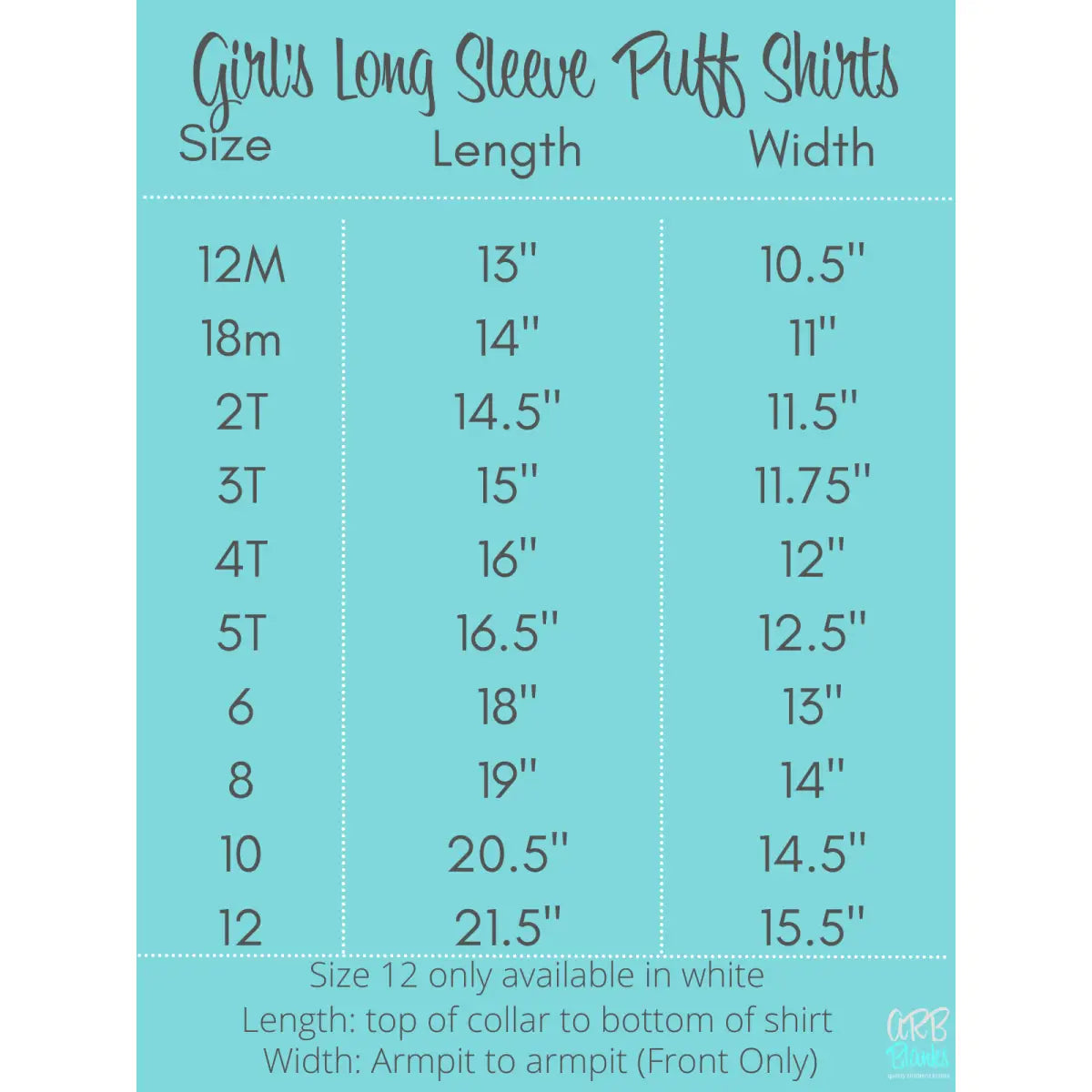 Girl’s Long Sleeve Puff Shirt - ARB Blanks