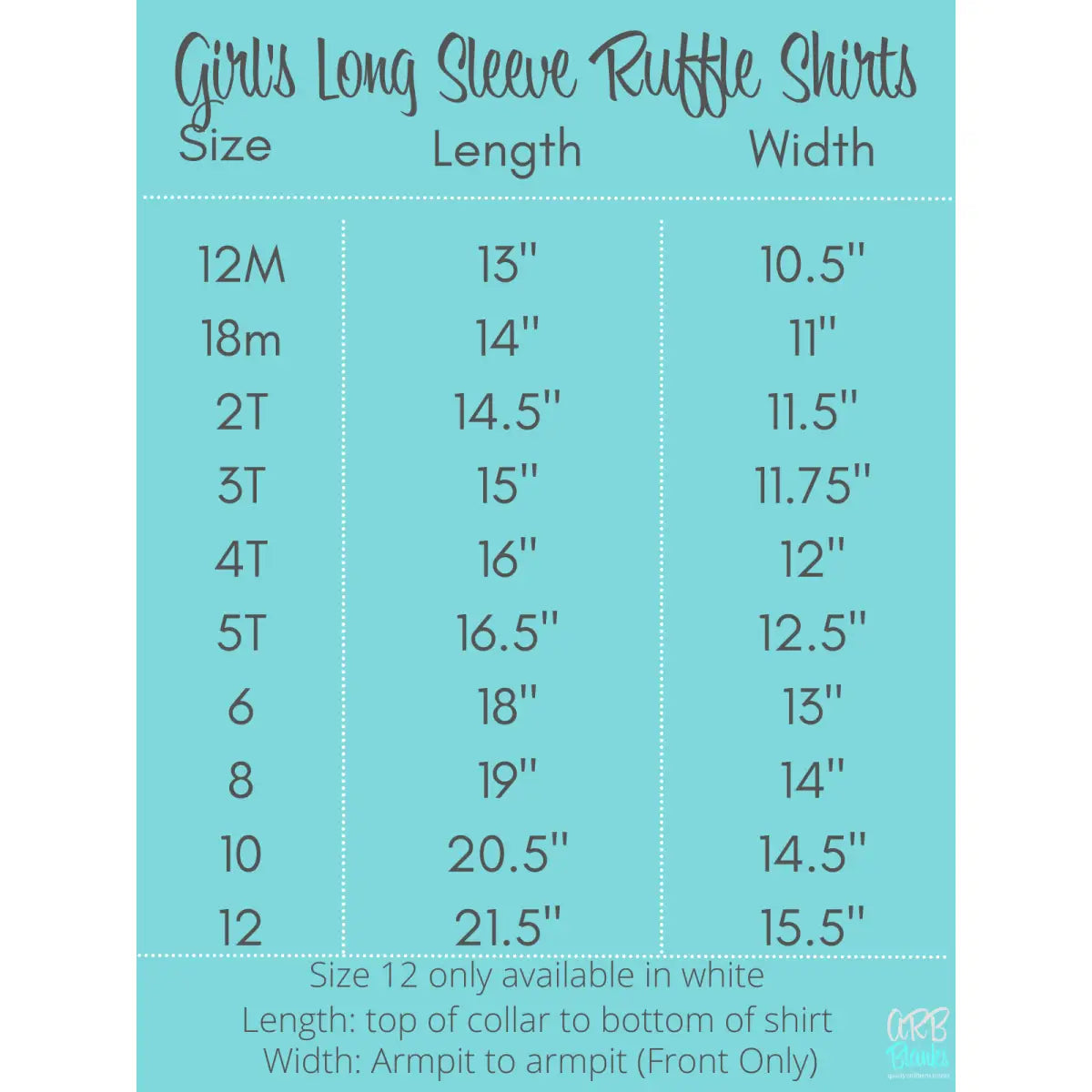 Girl’s Long Sleeve Ruffle Shirt - ARB Blanks