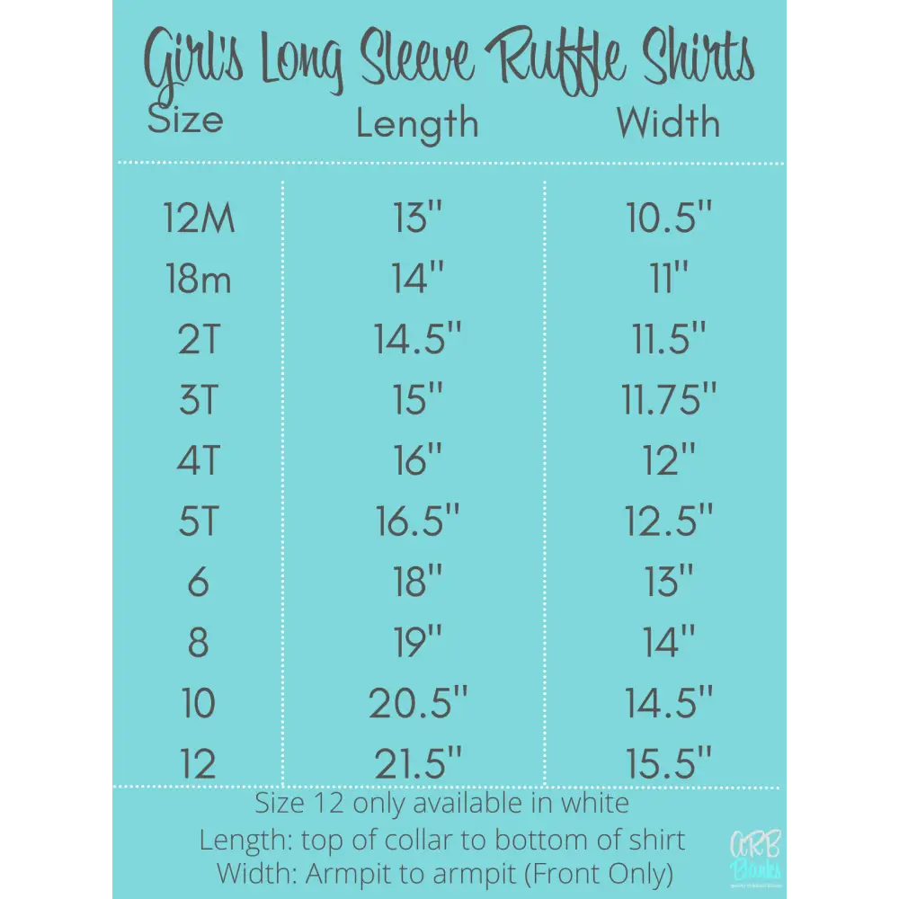 Girl’s Long Sleeve Ruffle Shirt (Youth) - ARB Blanks