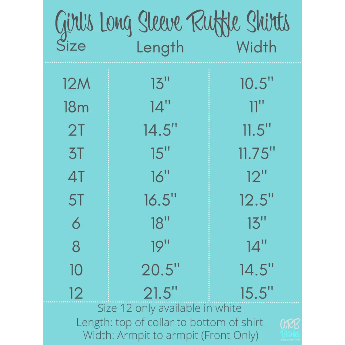 Girl’s Long Sleeve Ruffle Shirt (Youth) - ARB Blanks