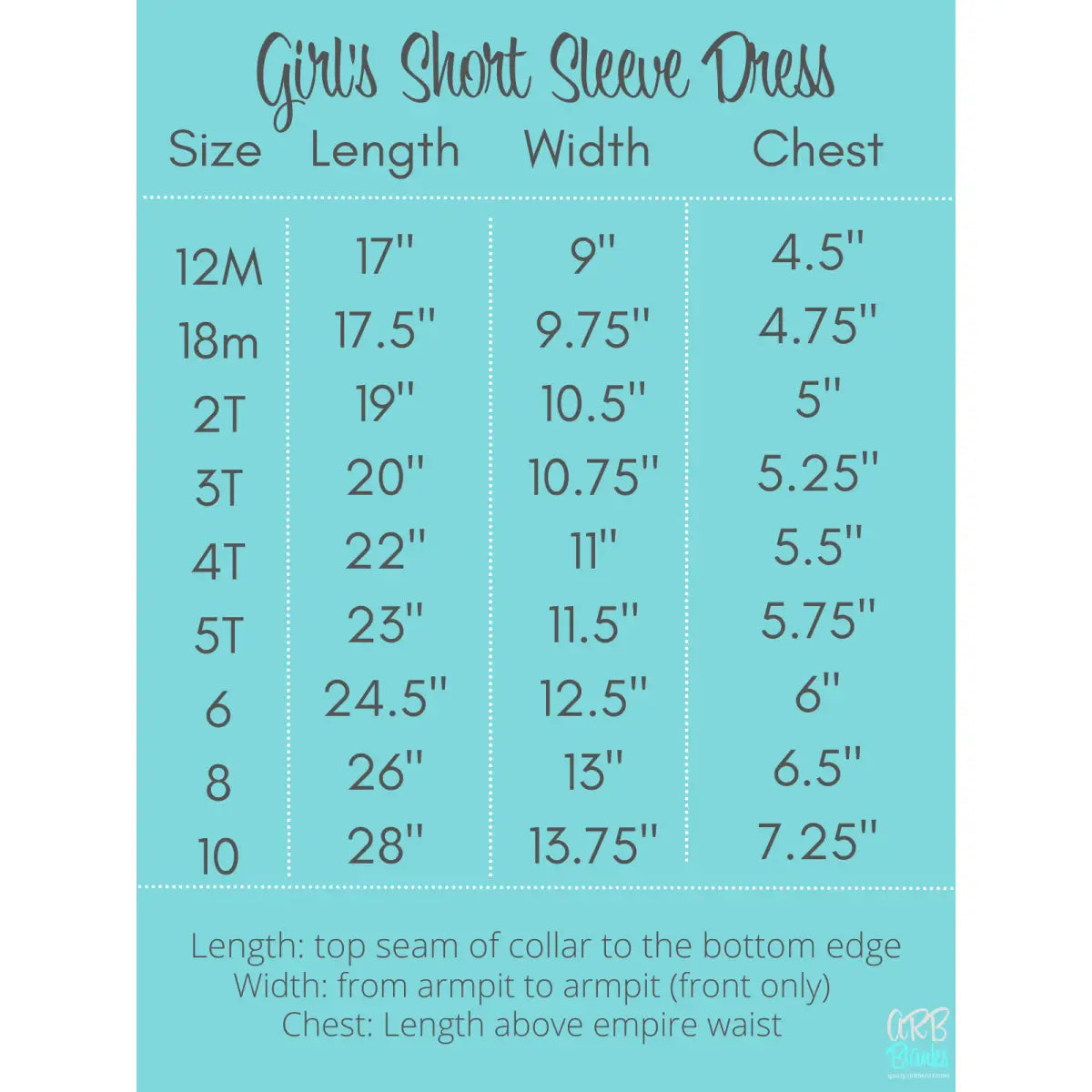 Girl’s Short Sleeve Puff Empire Waist Dress - ARB Blanks