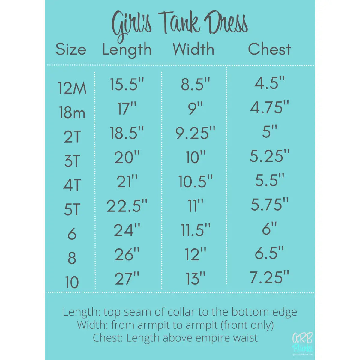 Girl’s Tank Empire Waist Dress - ARB Blanks